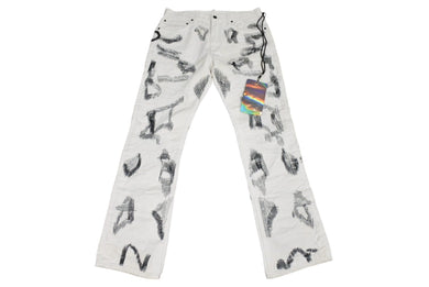 Endless Denim エンドレスデニム デニムパンツ 刺繍 ブラック ホワイト コットン サイズ34 4DA22EC3 美品 中古 4c069832