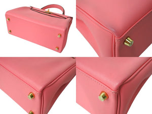 極美品 HERMES エルメス ケリー25 2WAY ショルダーバッグ C刻印 ヴォースイフト ローズアザレ ゴールド金具 中古 4c700024