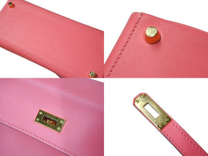 極美品 HERMES エルメス ケリー25 2WAY ショルダーバッグ C刻印 ヴォースイフト ローズアザレ ゴールド金具 中古 4c700024