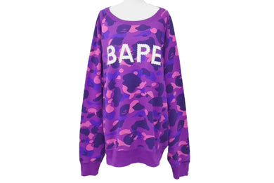 BAPE エイプ スウェット トレーナー プリント パープル コットン 迷彩サイズXL SW1801008M 中古美品 4c070112 