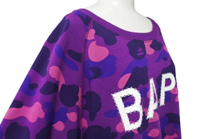 BAPE エイプ スウェット トレーナー プリント パープル コットン 迷彩サイズXL SW1801008M 中古美品 4c070112 