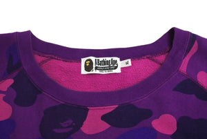 BAPE エイプ スウェット トレーナー プリント パープル コットン 迷彩サイズXL SW1801008M 中古美品 4c070112 