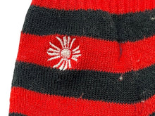 Load image into Gallery viewer, CHROME HEARTS クロムハーツ 靴下 ソックス ロゴ刺繍 ストライプ レッド ブラック コットン 美品 中古 4c071023
