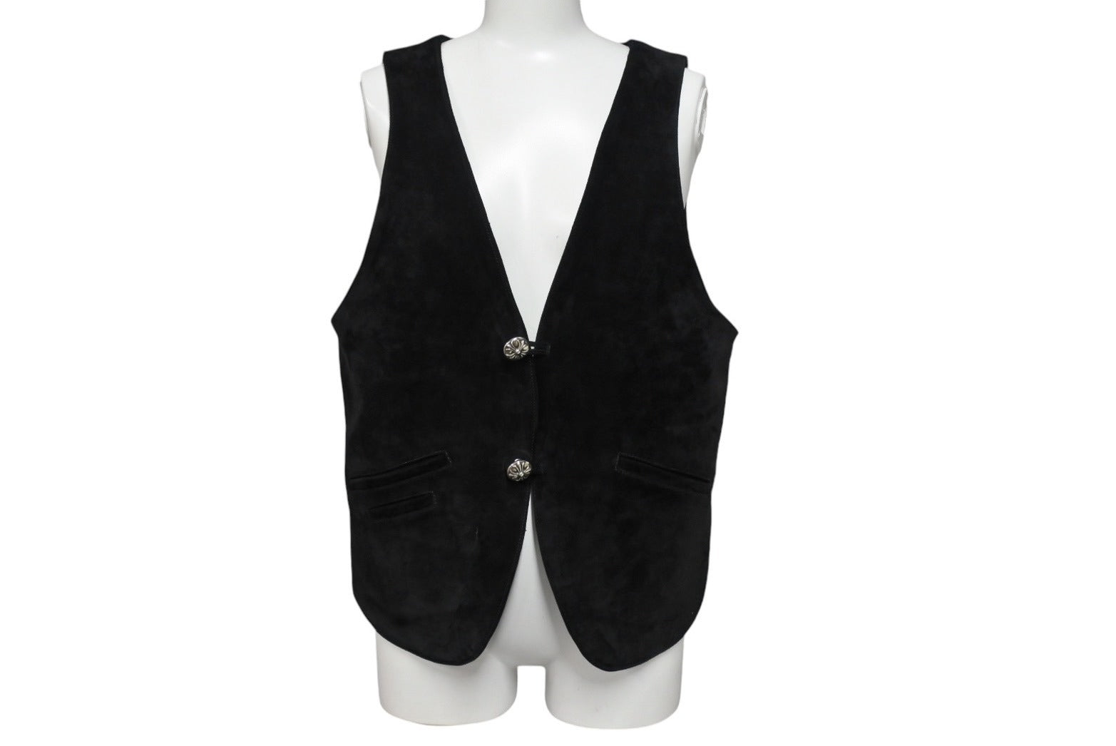 クロムハーツ ベスト サイズ:M クロスボールボタンスウエードレザーベスト 中古 SJ02 CHROME HEARTS クロムハーツ ベスト CLASSIC 2B SUD サイズ:M