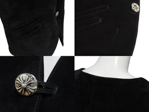 CHROME HEARTS クロムハーツ CLASSIC 2B SUD ベスト サイズM スエード クロスボールボタン シルバー925 カーフレザー 美品 中古 4c070155