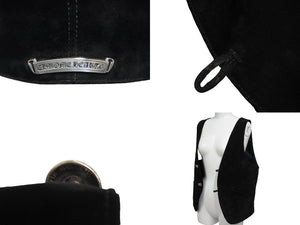 CHROME HEARTS クロムハーツ CLASSIC 2B SUD ベスト サイズM スエード クロスボールボタン シルバー925 カーフレザー 美品 中古 4c070155