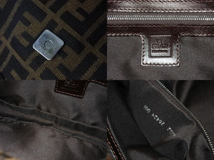極美品 FENDI フェンディ マンマバケット ワンショルダーバッグ ズッカ柄 コットンキャンバス レザー シルバー金具 ブラウン 中古 4c070254 