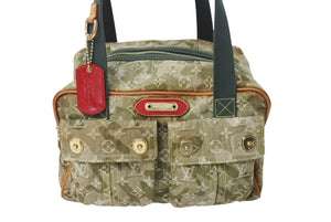LOUIS VUITTON ルイヴィトン 08AW モノグラモフラージュ デニム ジャスミン ハンドバッグ M95772 カーキ 村上隆 廃盤 美品 中古 4c070269