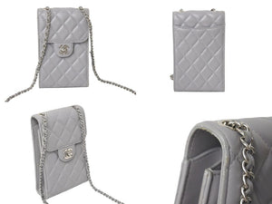 CHANEL シャネル チェーンショルダーバッグ 31番台 ココマーク ラムスキン キルティング グレー シルバー金具 良品 中古 4c070617