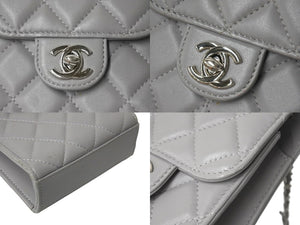 CHANEL シャネル チェーンショルダーバッグ 31番台 ココマーク ラムスキン キルティング グレー シルバー金具 良品 中古 4c070617