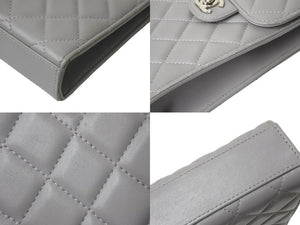 CHANEL シャネル チェーンショルダーバッグ 31番台 ココマーク ラムスキン キルティング グレー シルバー金具 良品 中古 4c070617