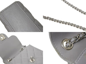 CHANEL シャネル チェーンショルダーバッグ 31番台 ココマーク ラムスキン キルティング グレー シルバー金具 良品 中古 4c070617