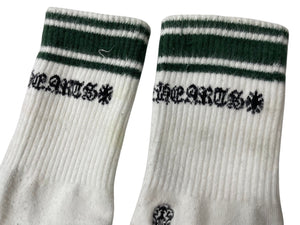CHROME HEARTS クロムハーツ 靴下 ソックス ロゴ刺繍 グリーン ホワイト FUCK YOU コットン 良品 中古 4c071025