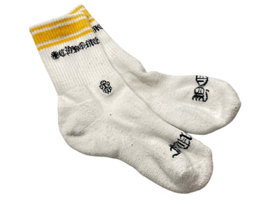 CHROME HEARTS クロムハーツ 靴下 ソックス ロゴ刺繍 イエロー FUCK YOU ホワイト コットン 良品 中古 4c071026