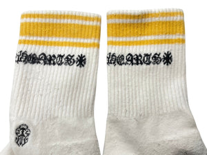 CHROME HEARTS クロムハーツ 靴下 ソックス ロゴ刺繍 イエロー FUCK YOU ホワイト コットン 良品 中古 4c071026