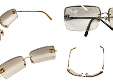 Load image into Gallery viewer, CHANEL シャネル サングラス アイウェア リムレス ココマーク ラインストーン 4104-B メタル ゴールド サイズ62□15 美品 中古 4c071069