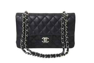 極美品 CHANEL シャネル チェーンショルダーバッグ マトラッセ23 Wフラップラップ ラムスキン ブラックシルバー 13番台 中古 4c071204