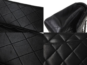 極美品 CHANEL シャネル チェーンショルダーバッグ マトラッセ23 Wフラップラップ ラムスキン ブラックシルバー 13番台 中古 4c071204