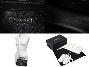 新品同様 CHANEL シャネル ショルダーバッグ マトラッセ 20cm ハンドル付き ミニフラップバッグ ブラック AS2431 ゴールド金具 中古 4c071205