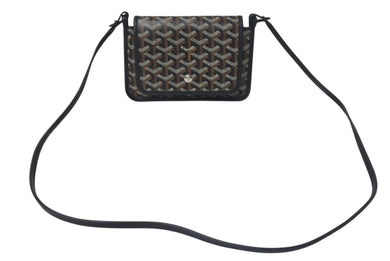 極美品 GOYARD ゴヤール プリュメ ショルダーバッグ レザー PVC ブラックシルバー金具中古 4c074372