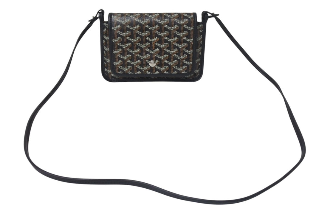 極美品 GOYARD ゴヤール プリュメ ショルダーバッグ レザー PVC ブラックシルバー金具中古 4c074372