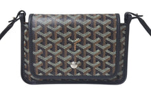Load image into Gallery viewer, 極美品 GOYARD ゴヤール プリュメ ショルダーバッグ レザー PVC ブラックシルバー金具中古 4c074372