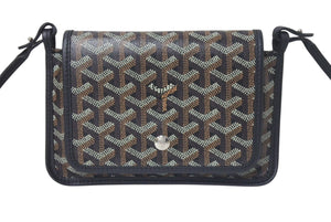 極美品 GOYARD ゴヤール プリュメ ショルダーバッグ レザー PVC ブラックシルバー金具中古 4c074372