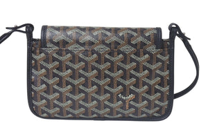 極美品 GOYARD ゴヤール プリュメ ショルダーバッグ レザー PVC ブラックシルバー金具中古 4c074372
