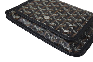 極美品 GOYARD ゴヤール プリュメ ショルダーバッグ レザー PVC ブラックシルバー金具中古 4c074372