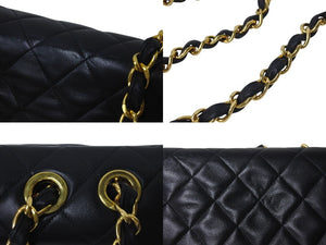 極美品 CHANEL シャネル デカマトラッセ チェーンショルダーバッグ シングルフラップ 3番台 ブラック ゴールド金具 中古 4c074393