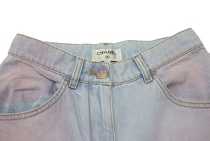 極美品 CHANEL シャネル グラデーション ココマーク ワイドデニムパンツ ジーンズ P76361V68290 サイズ 34 中古 4c074510