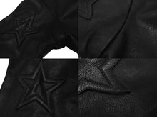 Load image into Gallery viewer, CHROME HEARTS クロムハーツ レザー スウェット ジャケット スターパッチ プルオーバー ブラック シルバー金具 美品 中古 4c075906