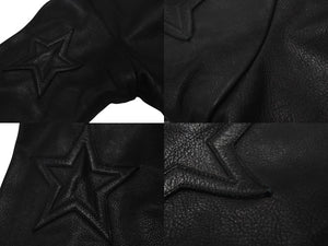 CHROME HEARTS クロムハーツ レザー スウェット ジャケット スターパッチ プルオーバー ブラック シルバー金具 美品 中古 4c075906