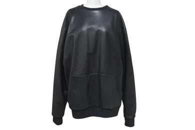CHROME HEARTS クロムハーツ レザー スウェット ジャケット スターパッチ プルオーバー ブラック シルバー金具 美品 中古 4c075906