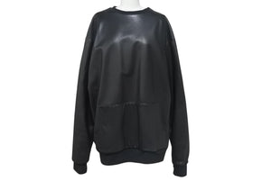 CHROME HEARTS クロムハーツ レザー スウェット ジャケット スターパッチ プルオーバー ブラック シルバー金具 美品 中古 4c075906