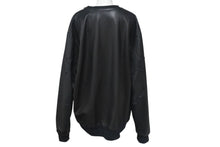 Load image into Gallery viewer, CHROME HEARTS クロムハーツ レザー スウェット ジャケット スターパッチ プルオーバー ブラック シルバー金具 美品 中古 4c075906