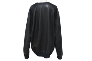 CHROME HEARTS クロムハーツ レザー スウェット ジャケット スターパッチ プルオーバー ブラック シルバー金具 美品 中古 4c075906