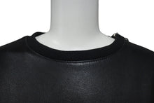 Load image into Gallery viewer, CHROME HEARTS クロムハーツ レザー スウェット ジャケット スターパッチ プルオーバー ブラック シルバー金具 美品 中古 4c075906