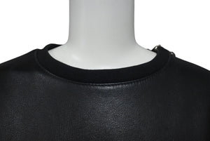 CHROME HEARTS クロムハーツ レザー スウェット ジャケット スターパッチ プルオーバー ブラック シルバー金具 美品 中古 4c075906