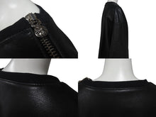 Load image into Gallery viewer, CHROME HEARTS クロムハーツ レザー スウェット ジャケット スターパッチ プルオーバー ブラック シルバー金具 美品 中古 4c075906