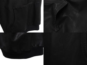 CHROME HEARTS クロムハーツ レザー スウェット ジャケット スターパッチ プルオーバー ブラック シルバー金具 美品 中古 4c075906