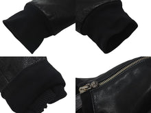 Load image into Gallery viewer, CHROME HEARTS クロムハーツ レザー スウェット ジャケット スターパッチ プルオーバー ブラック シルバー金具 美品 中古 4c075906