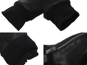 CHROME HEARTS クロムハーツ レザー スウェット ジャケット スターパッチ プルオーバー ブラック シルバー金具 美品 中古 4c075906