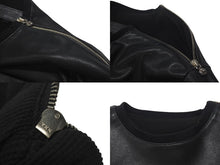 Load image into Gallery viewer, CHROME HEARTS クロムハーツ レザー スウェット ジャケット スターパッチ プルオーバー ブラック シルバー金具 美品 中古 4c075906
