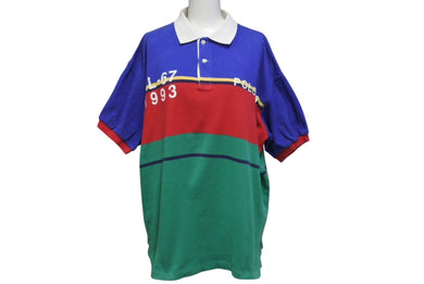 POLO RALPH LAUREN ポロ ラルフローレン ポロシャツ 90s サイズL マルチカラー レッド グリーン ブルー 中古 美品 4C070940