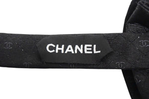 新品未使用 CHANEL シャネル 蝶ネクタイ リボンタイ チョーカー ココマーク キルティングデザイン シルク ブラック 中古 4c075580