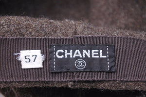 CHANEL シャネル キャップ 帽子 4パネルキャップ 小物 ウール ブラウン グレー サイズ57 美品 中古 50000