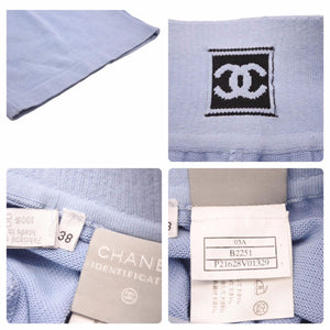 CHANEL シャネル セットアップ スポーツライン P21622 03A ヴィンテージ ココマーク コットン水色 サイズ38 美品 中古 50046