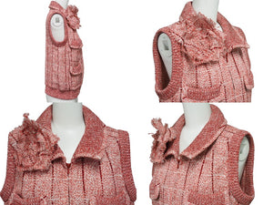 CHANEL シャネル セットアップ ツィード ヴィンテージ ベスト パンツ 01P P17763 P17486 ピンク サイズ38 美品 中古 50069