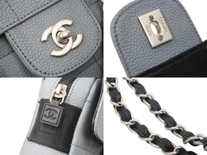 極美品 CHANEL シャネル スポーツライン ショルダーバッグ マトラッセ キャビアスキン 8番台 グレー シルバー金具 中古 50105